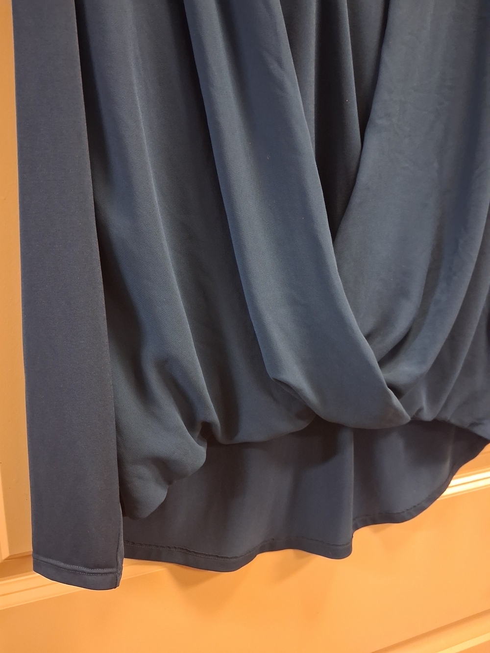 Alfani Dark Teal Blue Wrap-Front Long-Sleeve Hi Low Blouse- Sz 1X - Picture 8 of 12